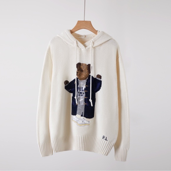 Ralph Lauren Cream Hoodie with Bear Design